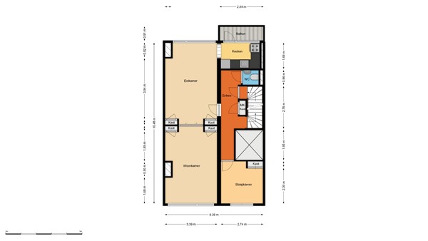 Floorplan - Sonmansstraat 58B02, 3039 DL Rotterdam
