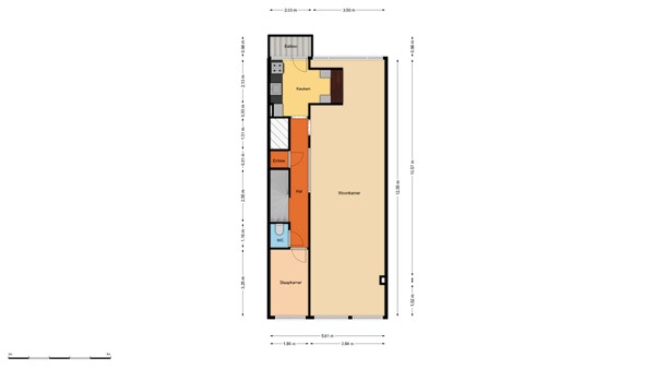 Floorplan - Schieweg 212C02, 3038 BN Rotterdam