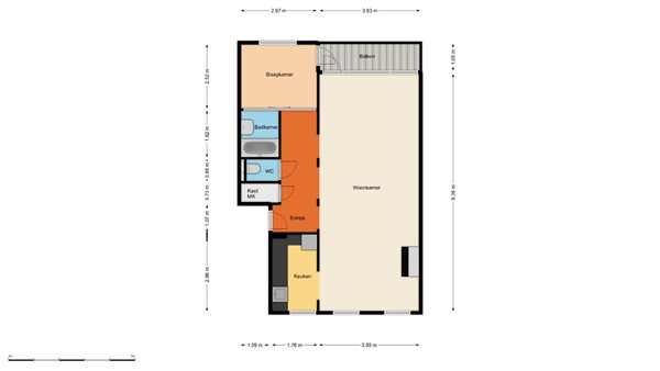 Floorplan - Witte de Withstraat 13C, 3012 BK Rotterdam