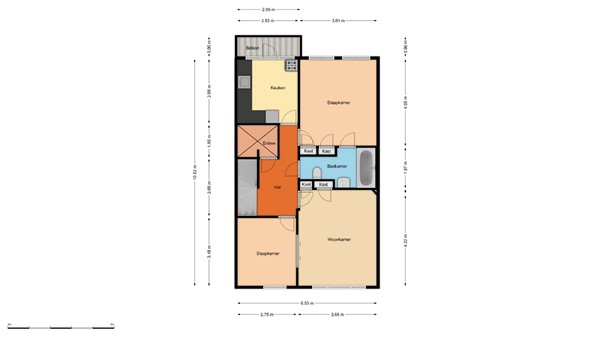 Floorplan - Sonmansstraat 126A02, 3039 DP Rotterdam