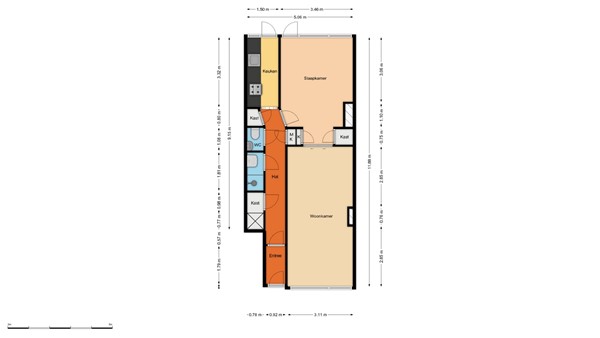 Floorplan - Bergselaan 58B, 3037 CB Rotterdam