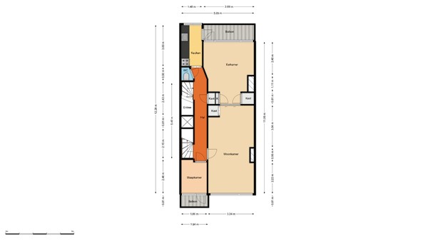Floorplan - Bergselaan 58A02, 3037 CB Rotterdam