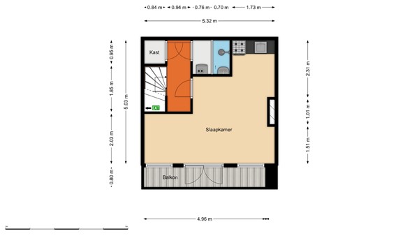 Floorplan - Bergselaan 58A02, 3037 CB Rotterdam