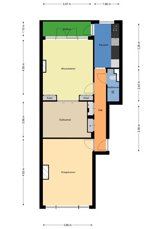 Floorplan - Bergselaan 356C, 3038 CR Rotterdam