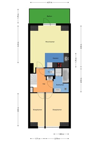 Floorplan - Groene Hilledijk 270E, 3074 AE Rotterdam