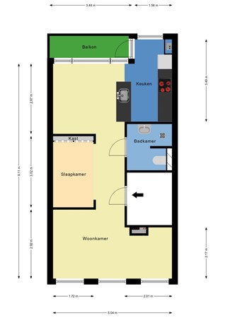 Floorplan - Watergeusstraat 4b01, 3025 HS Rotterdam