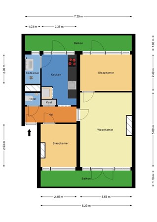 Floorplan - Boeierstraat 17D, 3028 XA Rotterdam