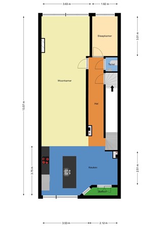 Floorplan - Mathenesserweg 79A03, 3027 HJ Rotterdam