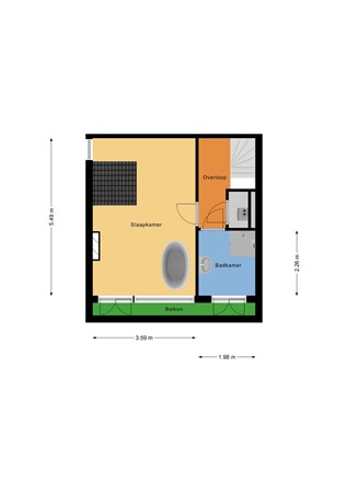 Floorplan - Mathenesserweg 79A03, 3027 HJ Rotterdam