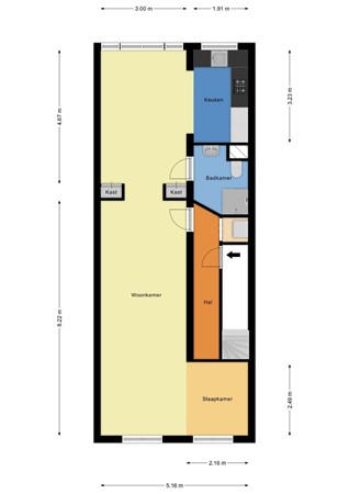 Floorplan - Hugo Molenaarstraat 47A01, 3022 NP Rotterdam