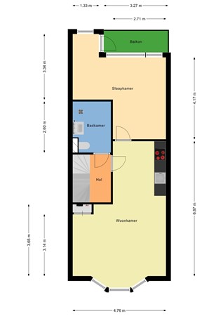 Floorplan - Schoonderloostraat 227, 3024 TT Rotterdam