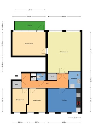 Floorplan - Gijsingstraat 44B, 3026 RM Rotterdam
