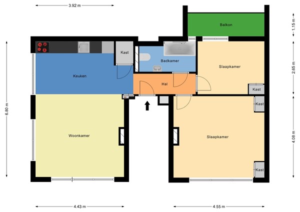 Floorplan - Coolhaven 148B03, 3024 AL Rotterdam