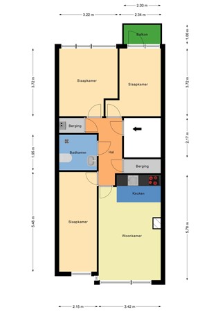 Floorplan - Mathenesserweg 127A02, 3027 HM Rotterdam