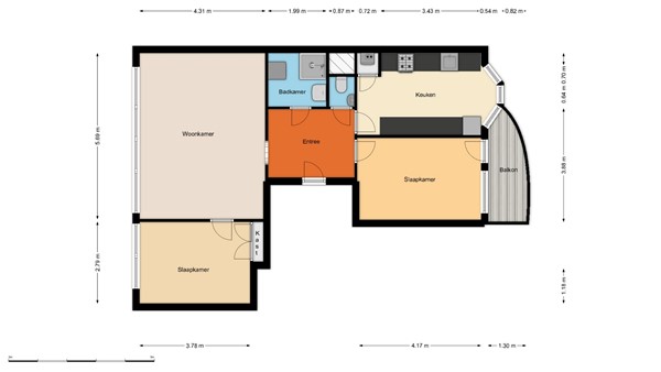 Floorplan - 3e Schansstraat 4B, 3025 XT Rotterdam