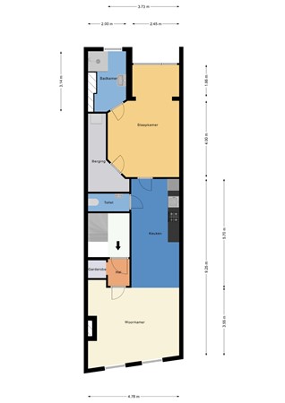 Floorplan - Benthuizerstraat 51B01, 3036 CC Rotterdam
