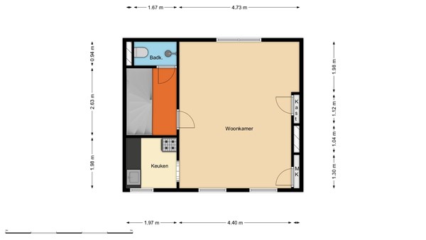Floorplan - Zoutziedersstraat 56C, 3027 PZ Rotterdam