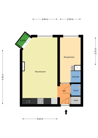 Floorplan - Provenierssingel 73B02A, 3033 EJ Rotterdam