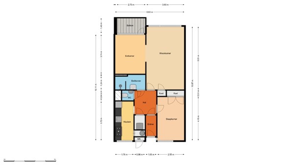Floorplan - Abeelweg 122, 3053 PC Rotterdam