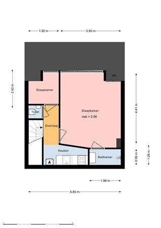 Floorplan - Franselaan 220b, 3028 AN Rotterdam