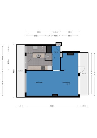 Floorplan - Brigantijnstraat 53d, 3028 HE Rotterdam