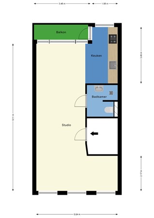 Floorplan - Watergeusstraat 4b01, 3025 HS Rotterdam