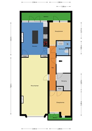 Floorplan - Willem Buytewechstraat 208C03, 3024 VL Rotterdam