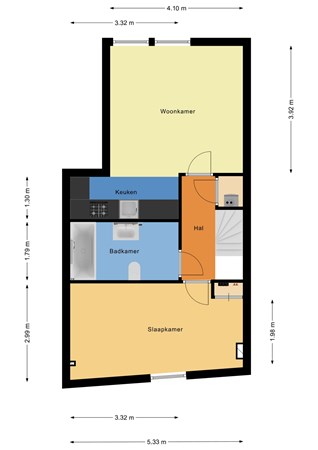 Floorplan - Nieuwe Binnenweg 411A02, 3023 EM Rotterdam