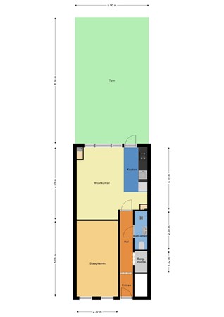 Floorplan - Tollensstraat 32B, 3117 SZ Schiedam