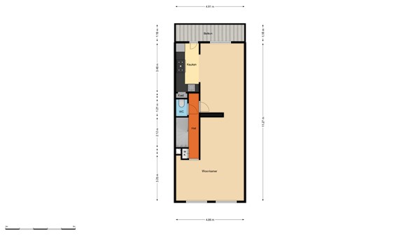 Floorplan - Volmarijnstraat 154A, 3021 XZ Rotterdam