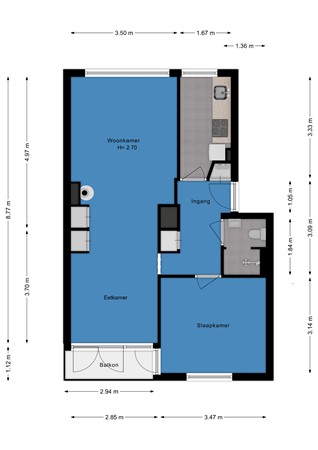 Floorplan - Van Swietenlaan 61b, 3083 DV Rotterdam