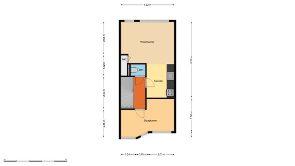 Floorplan - Geuzenstraat 9B02, 3023 PG Rotterdam