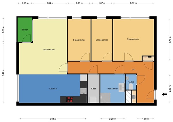 Floorplan - Spangesekade 62C, 3027 GK Rotterdam