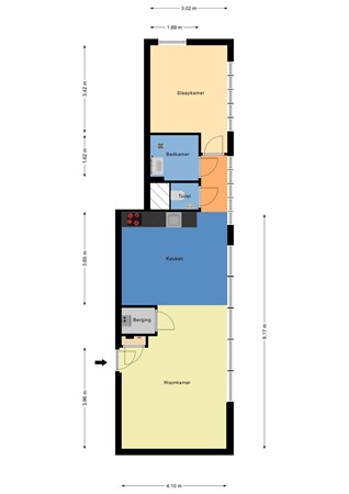 Floorplan - Schoonderloostraat 155E, 3024 TT Rotterdam