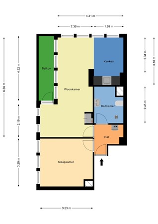 Floorplan - Mathenesserweg 33E, 3027 HE Rotterdam