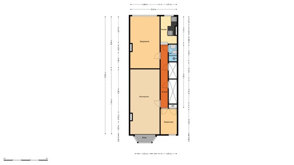 Floorplan - Hugo Molenaarstraat 17A01, 3022 NM Rotterdam