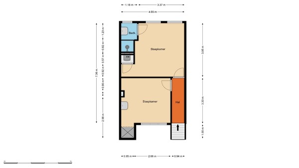 Floorplan - Volmarijnstraat 108B, 3021 XW Rotterdam