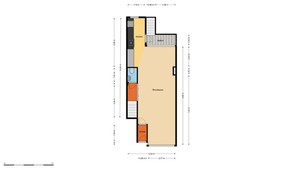 Floorplan - Van 's-Gravesandestraat 47B, 3112 JL Schiedam