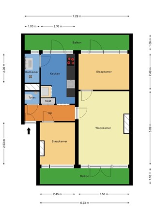 Floorplan - Boeierstraat 17D, 3028 XA Rotterdam