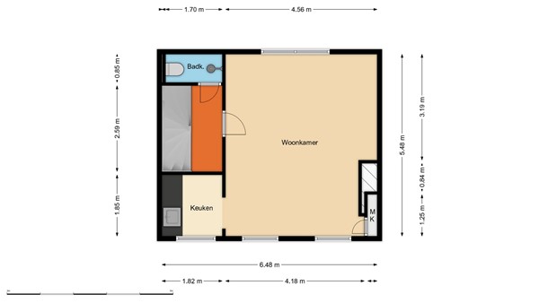 Floorplan - Zoutziedersstraat 56A, 3027 PZ Rotterdam