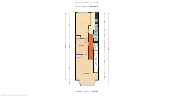 Floorplan - Van Cittersstraat 43B01, 3022 LH Rotterdam