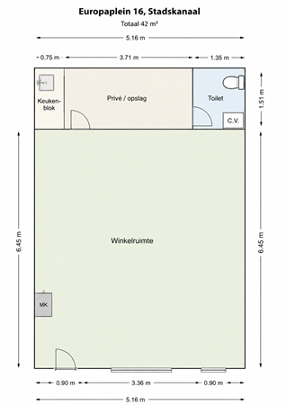 Europaplein 16, 9501 VM Stadskanaal - plattegrond winkel europaplein 16 Stadskanaal.png