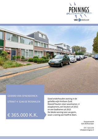 Brochure - Gerard van Spaendonckstraat 4, 5246 EE ROSMALEN (1) - Gerard van Spaendonckstraat 4, 5246 EE Rosmalen