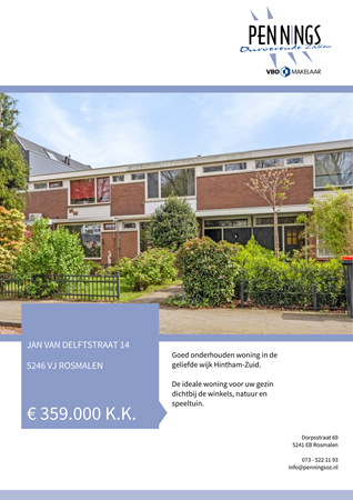 Brochure - Jan Van Delftstraat 14, 5246 VJ ROSMALEN (1) - Jan van Delftstraat 14, 5246 VJ Rosmalen