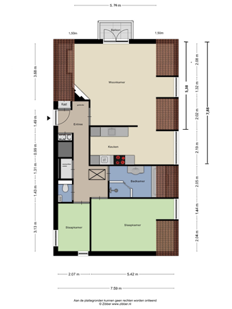 Plattegrond - Nieuwstraat 2B, 5241 CN Rosmalen - 443909_2D_Tweede_Verdieping_Nieuwstraat_2_b_Rosmalen_01.png