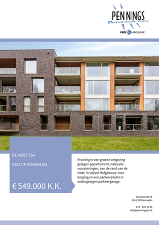 Brochure - De Hoef 354, 5242 CP ROSMALEN (1) - De Hoef 354, 5242 CP Rosmalen