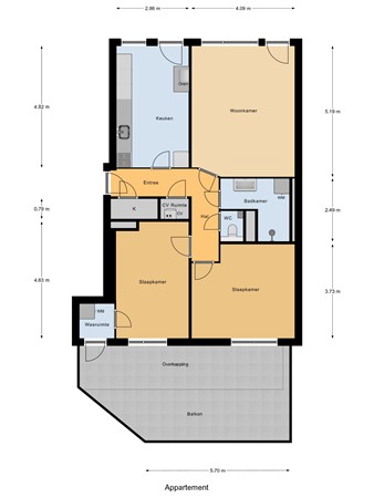 Floorplan - Vaillantlaan 620, 2526 AN Den Haag