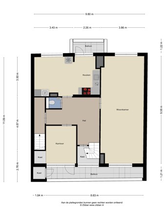 Floorplan - Valkenboskade 334, 2563 HG Den Haag