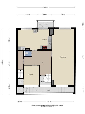 Floorplan - Valkenboskade 334, 2563 HG Den Haag