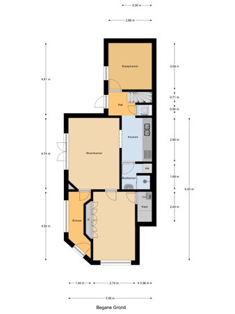 Floorplan - Professor Kaiserstraat 1, 2562 KA Den Haag